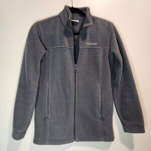Columbia Women's Large Dark Gray Fleece Jacket Zipper Pockets Full Zip